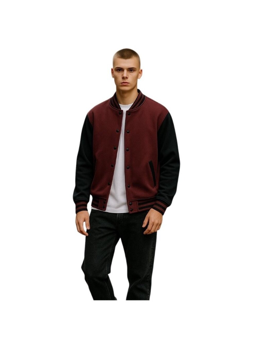 Brooklyn Laundry Mens Varsity Bomber Jacket Burgundy Size XXL Preppy Academia